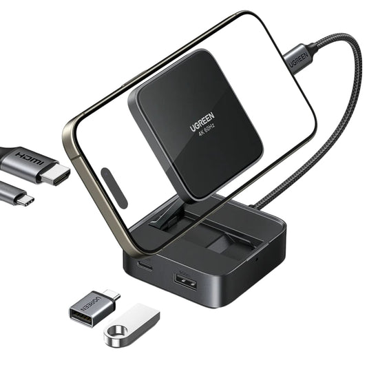 Hub USB-C UGREEN CM801, 1 x USB-A 3.0 - 2 x USB-C - 1 x HDMI, Grau