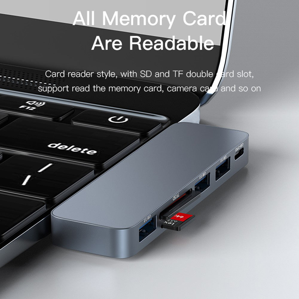 Yesido HB10 USB-C Hub for Apple MacBook Pro / Air, 6in1, Grey