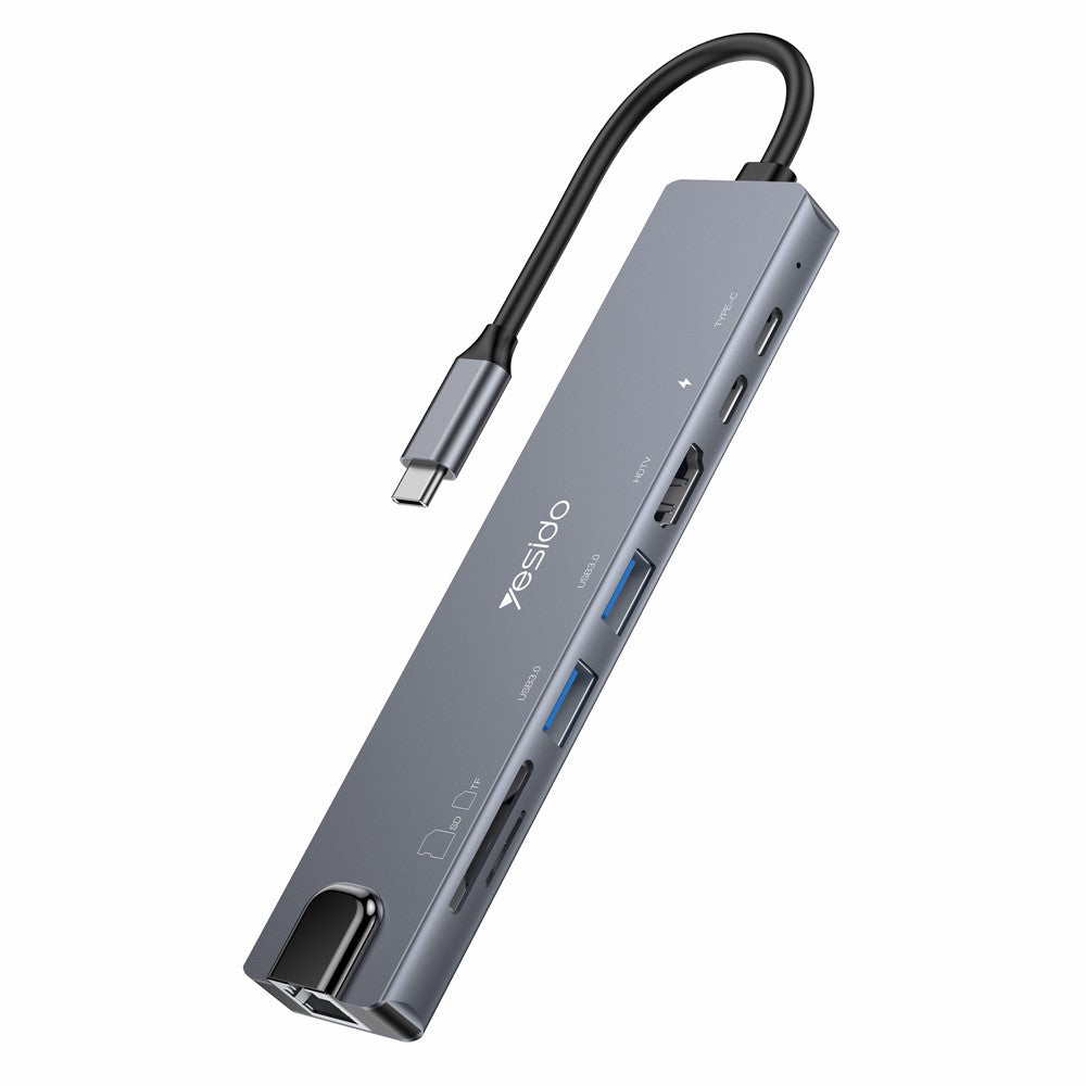 USB-C Hub Yesido HB27, 8in1, Grau