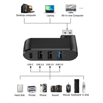 Techsuit H17 SplitterNode USB Hub, 4in1, Black