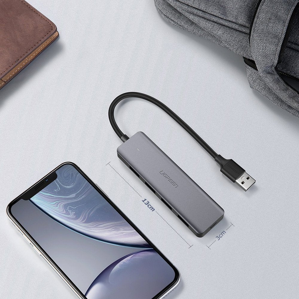 USB-Hub UGREEN CM219, 4 x USB-A 3.0 - 1 x USB-C, Grau