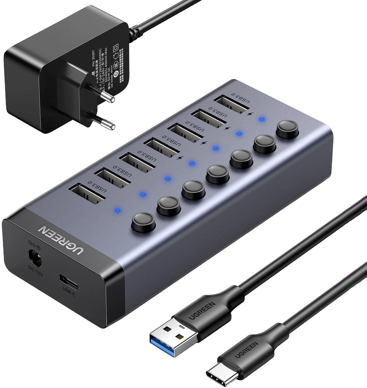 USB-Hub UGREEN CM481, 7 x USB-A 3.0, Grau
