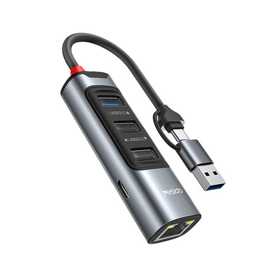 USB / USB-C Hub Yesido HB21, 5in1, Gray