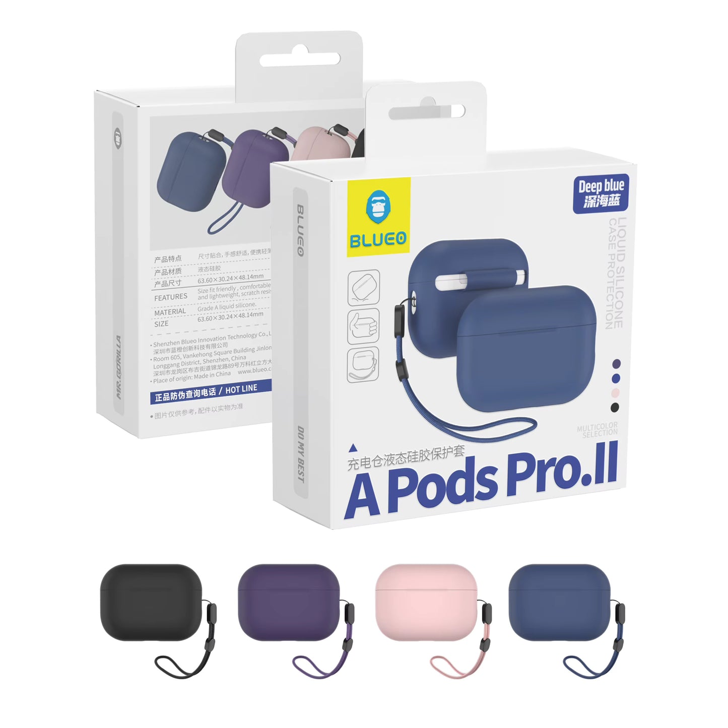 Blueo Liquid Hülle für Apple AirPods Pro 2, Marineblau