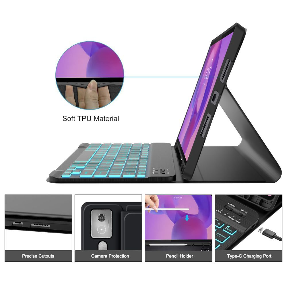 Schutzhülle mit Tastatur für Lenovo Idea Tab Pro, Tech-Protect, SC PEN, Schwarz