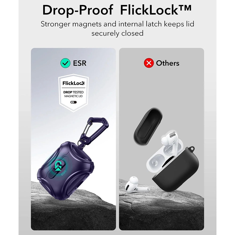 ESR Cyber FlickLock Hülle für Apple AirPods Pro 3, Lila
