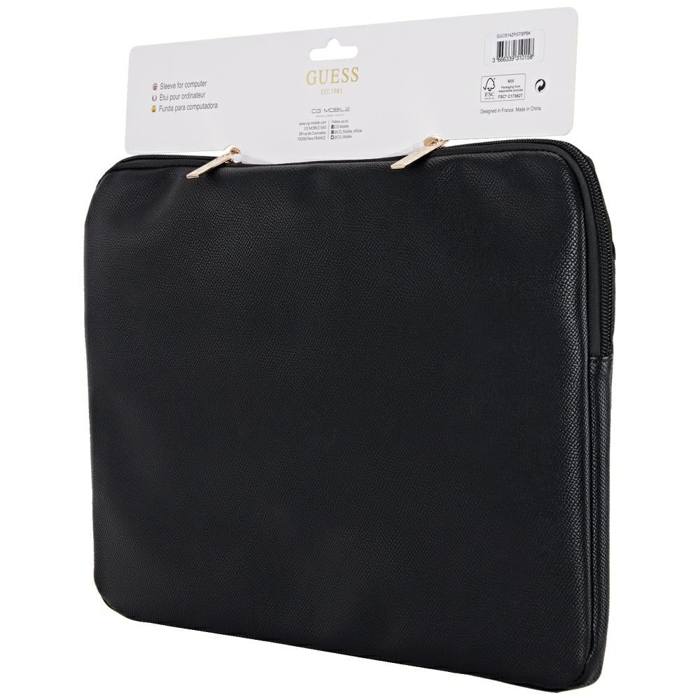Guess Grained Triangle Logo Hülle für 14-Zoll-Laptop, Schwarz