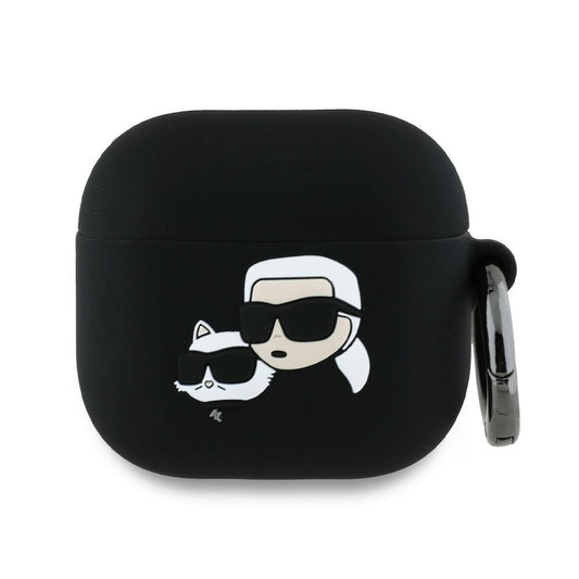 Karl Lagerfeld 3D Karl & Choupette's Heads Hülle für Apple AirPods 4, Schwarz