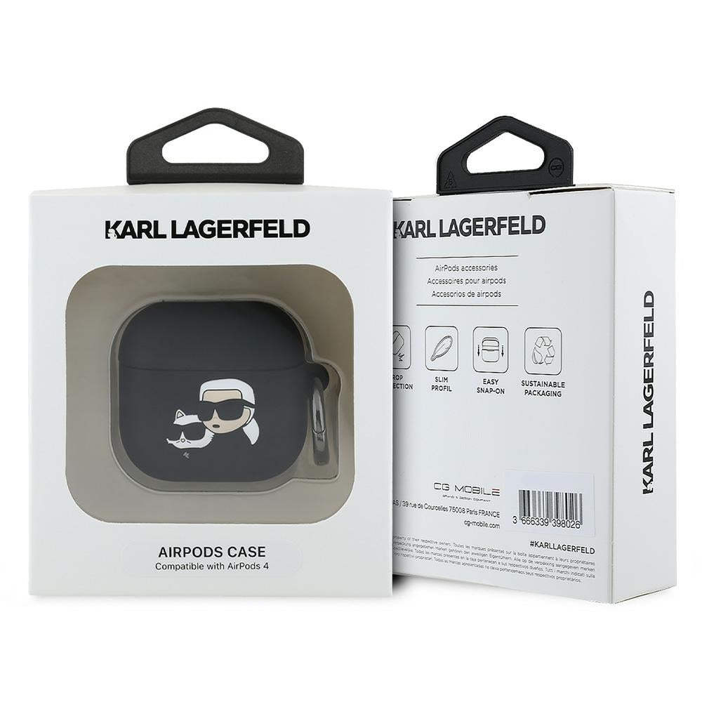 Karl Lagerfeld 3D Karl & Choupette's Heads Case for Apple AirPods 4, Black