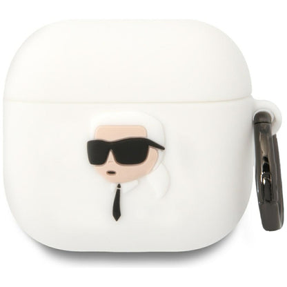 Karl Lagerfeld 3D NFT Karl's Head Hülle für Apple AirPods 4, Weiß