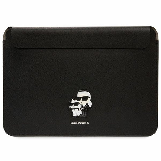 Karl Lagerfeld Saffiano Hülle für 14 Zoll Laptop, Schwarz