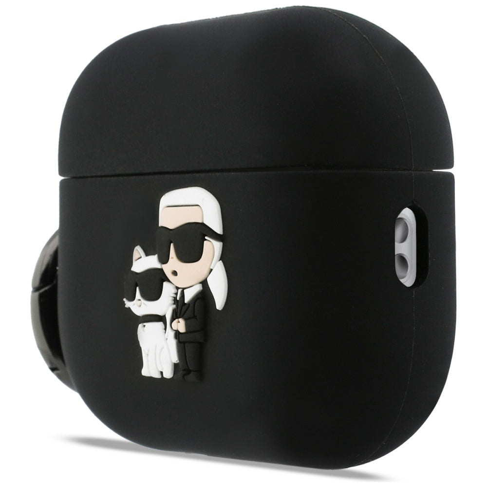 Karl Lagerfeld Silikonhülle Karl & Choupette 3D für Apple AirPods Pro 3, Schwarz