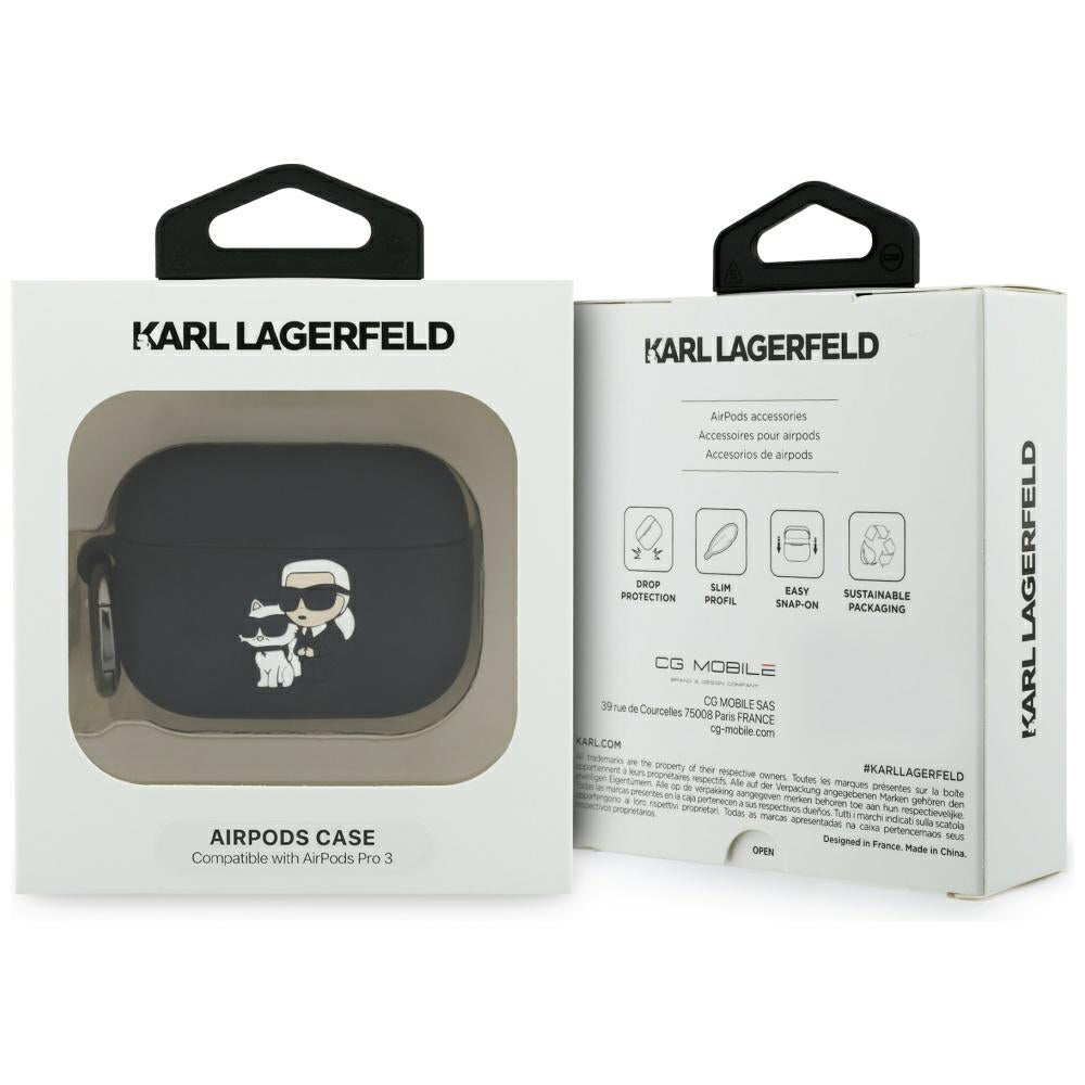 Karl Lagerfeld Silikonhülle Karl & Choupette 3D für Apple AirPods Pro 3, Schwarz