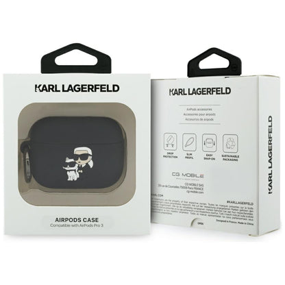 Karl Lagerfeld Silikonhülle Karl & Choupette 3D für Apple AirPods Pro 3, Schwarz