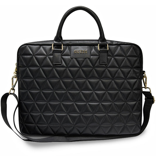 Guess Quilted Tasche für 15-Zoll-Laptop, Schwarz