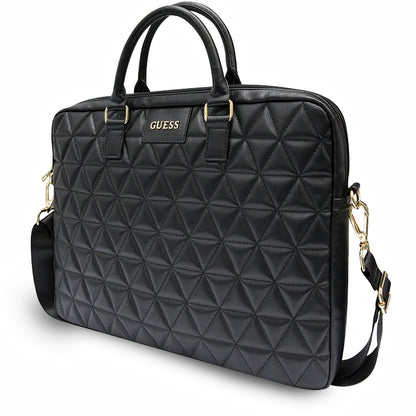 Guess Quilted Tasche für 15-Zoll-Laptop, Schwarz