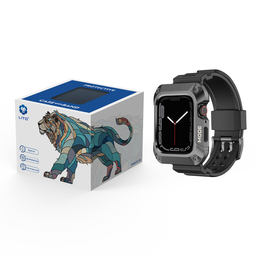 Lito RuggedArmor Armband für Apple Watch 44mm Serie, Grau