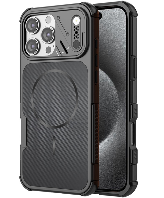 MagSafe-Hülle für Apple iPhone 16 Pro Max, OEM, Carbon- und Eckenschutz, Schwarz