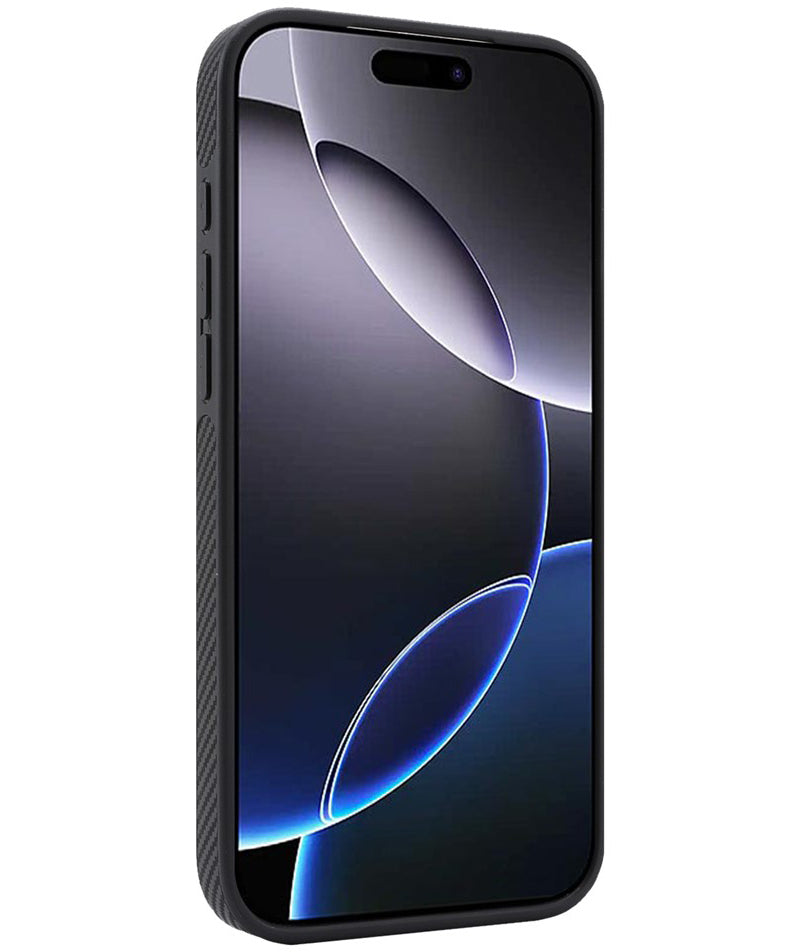 MagSafe-Hülle für Apple iPhone 16 Pro, OEM, Carbon-Metallring, Schwarz