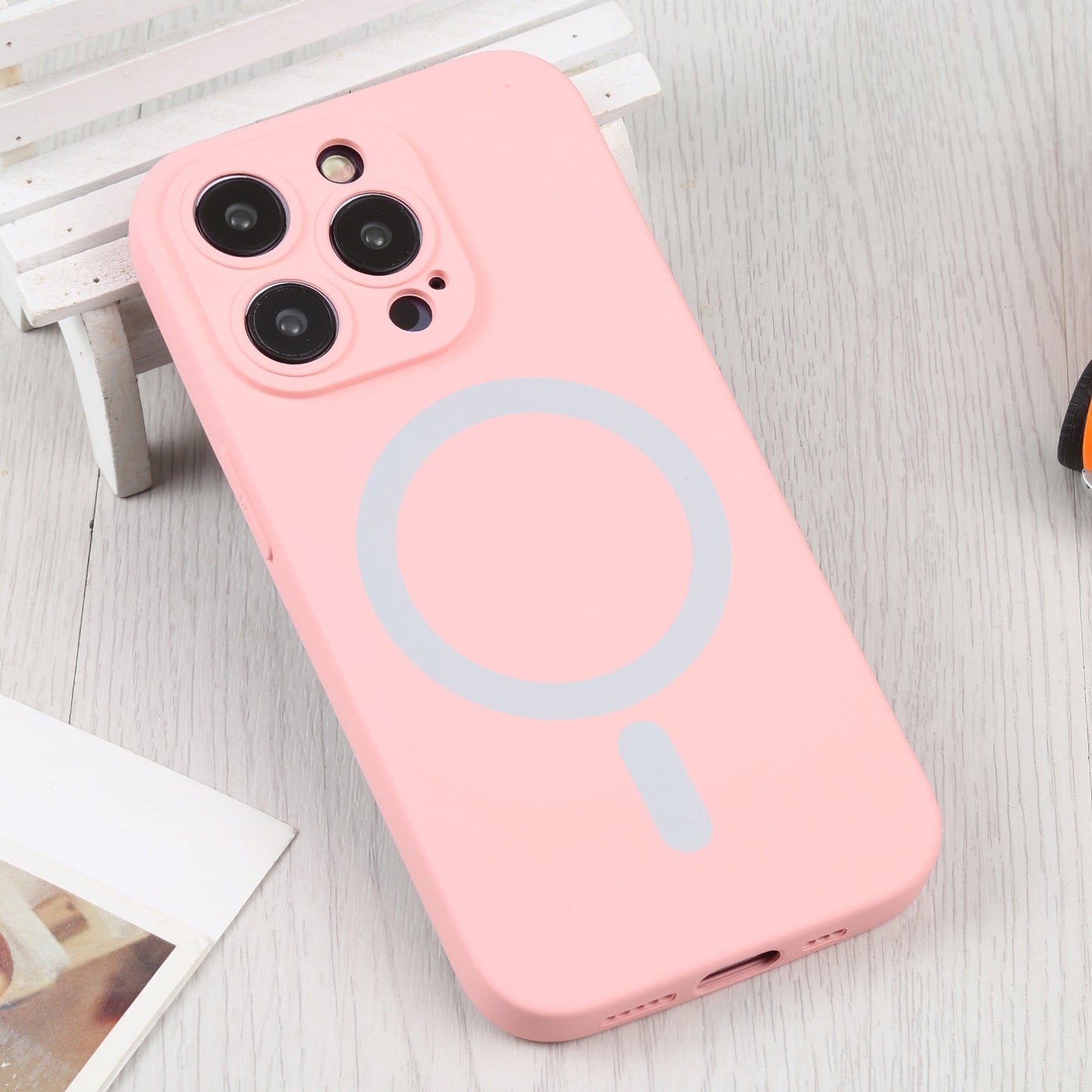 MagSafe-Hülle für Apple iPhone 15 Pro, OEM, Flüssigsilikon, Rosa