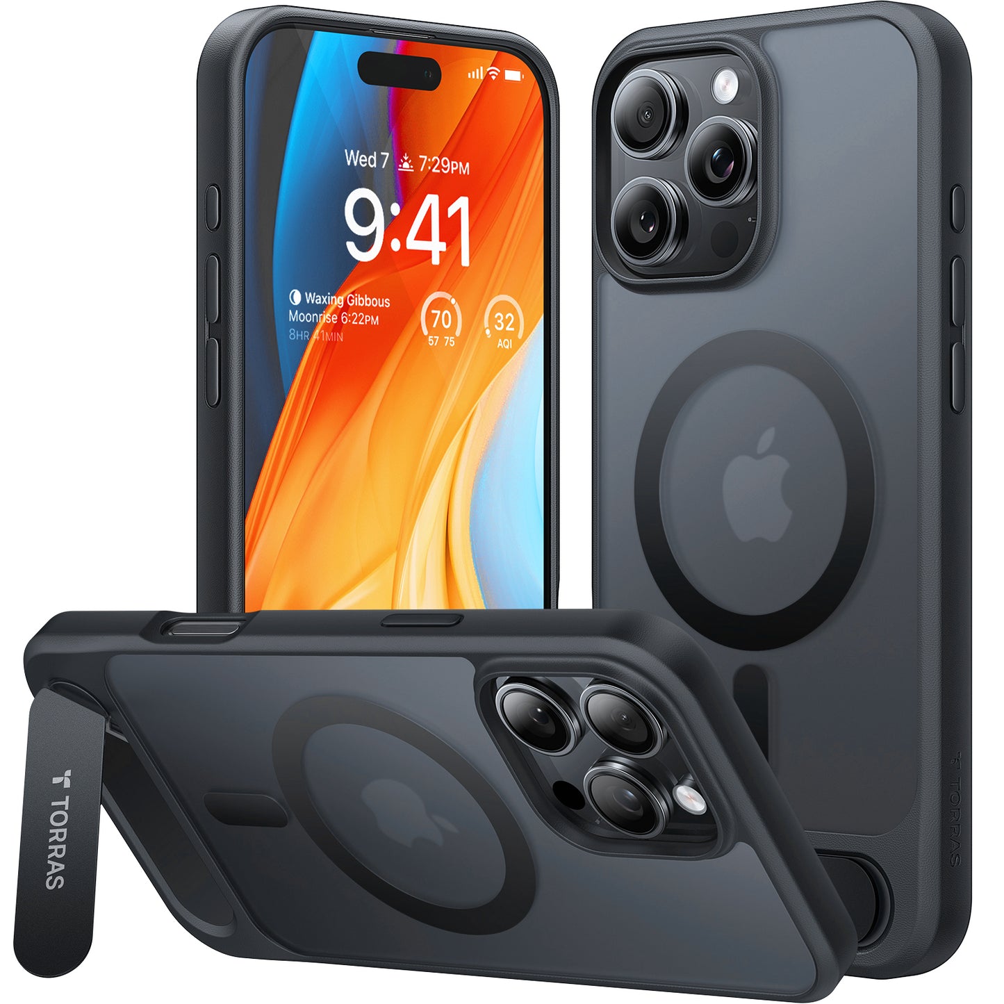 MagSafe Case for Apple iPhone 16 Pro, Torras, Pstand, Black
