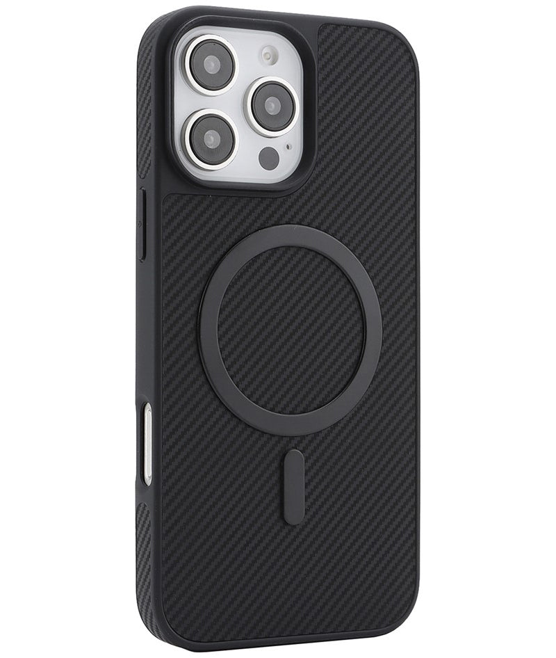 MagSafe-Hülle für Apple iPhone 16 Pro Max, OEM, Carbon-Metallring, Schwarz