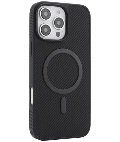 MagSafe-Hülle für Apple iPhone 16 Pro Max, OEM, Carbon-Metallring, Schwarz