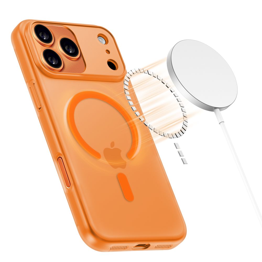 MagSafe Hülle für Apple iPhone 17 Pro, Tech-Protect, MagSlim, Matt Orange