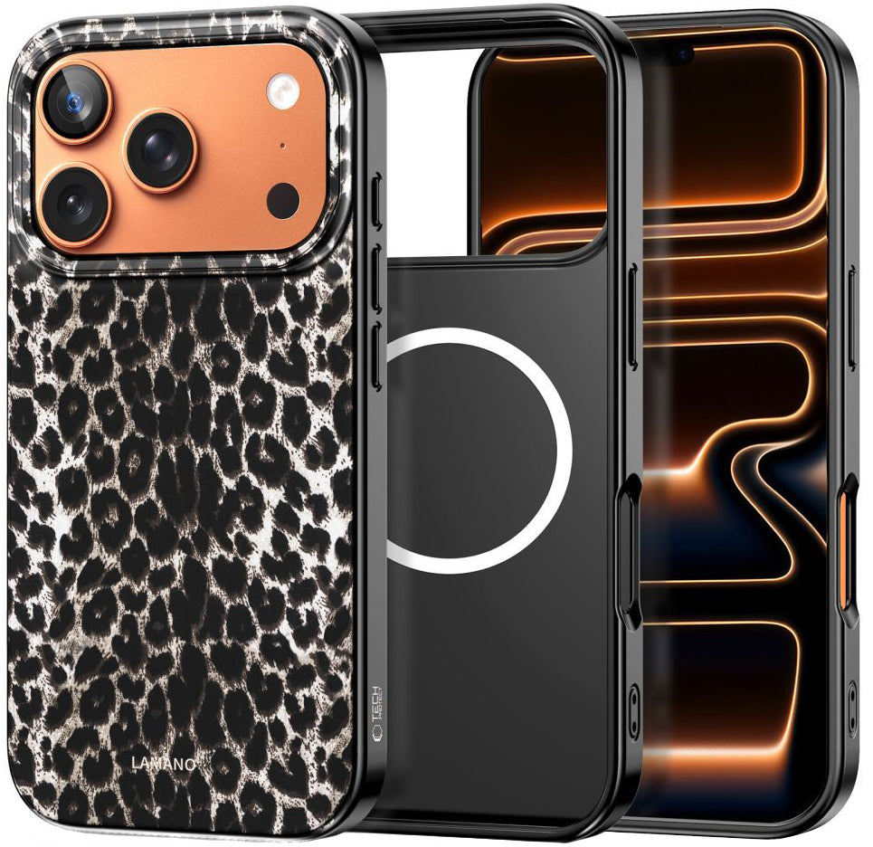 MagSafe Case for Apple iPhone 17 Pro Max, Tech-Protect, Lamano Leopard, Black