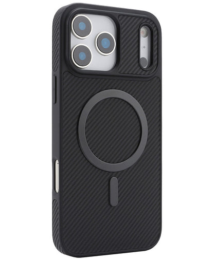 MagSafe-Hülle für Apple iPhone 17 Pro, OEM, Carbon-Metallring, Schwarz
