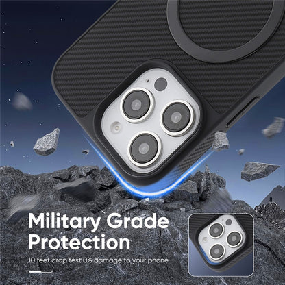 MagSafe-Hülle für Apple iPhone 16 Pro Max, OEM, Carbon-Metallring, Schwarz