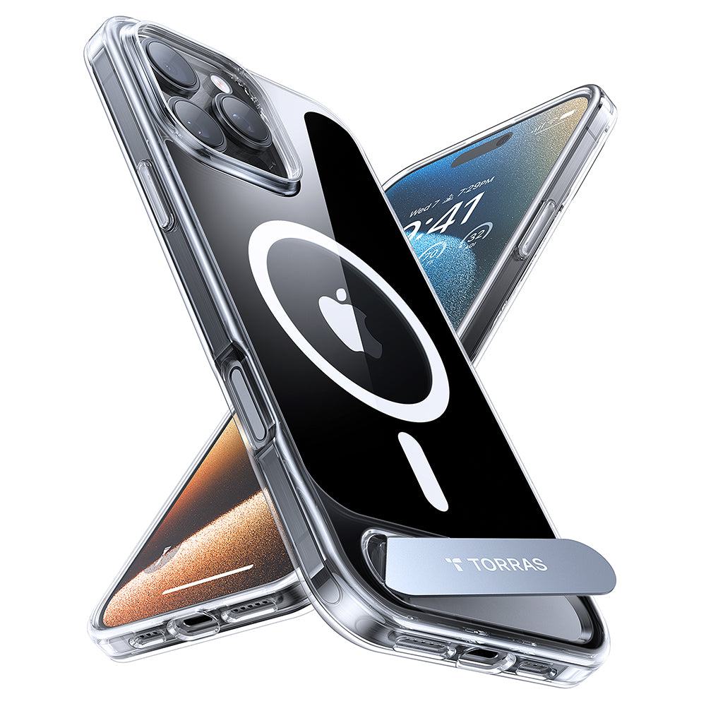 MagSafe Hülle für Apple iPhone 16 Pro Max, Torras, Pstand, Transparent