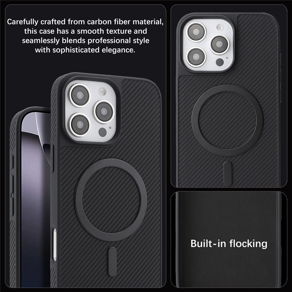 MagSafe-Hülle für Apple iPhone 16 Pro Max, OEM, Carbon-Metallring, Schwarz