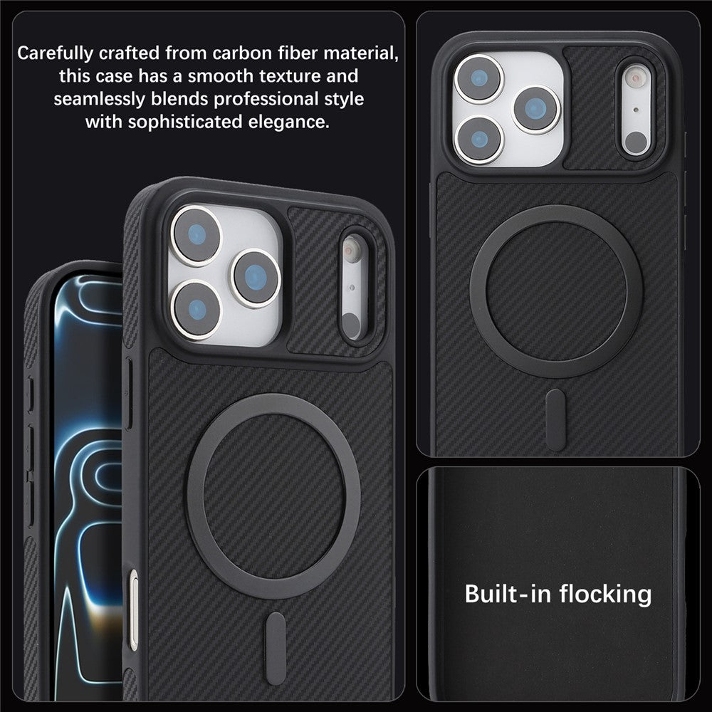 MagSafe-Hülle für Apple iPhone 17 Pro, OEM, Carbon-Metallring, Schwarz