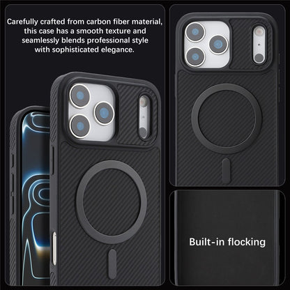 MagSafe-Hülle für Apple iPhone 17 Pro, OEM, Carbon-Metallring, Schwarz