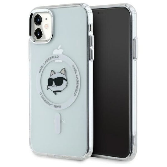 MagSafe Hülle für Apple iPhone 11, Karl Lagerfeld, IML Metal Choupette's Head, Weiß