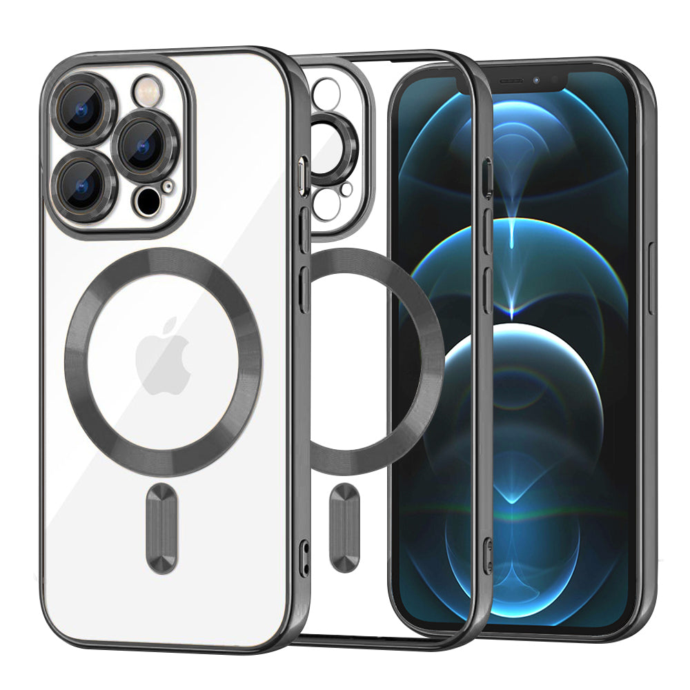 MagSafe-Hülle für Apple iPhone 12 Pro Max, Techsuit, Luxury Crystal, Schwarz