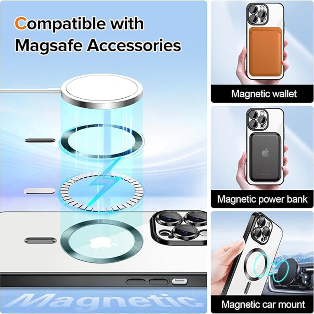 MagSafe-Hülle für Apple iPhone 12 Pro Max, Techsuit, Luxury Crystal, Schwarz