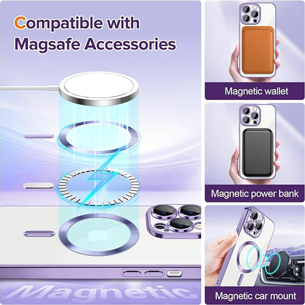 MagSafe-Hülle für Apple iPhone 12 Pro, Techsuit, Luxury Crystal, Hellviolett