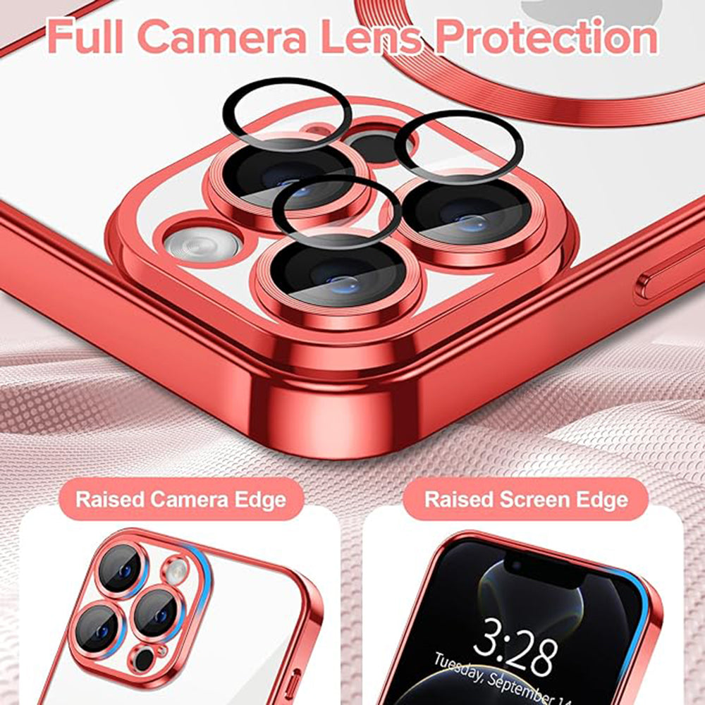 MagSafe-Hülle für Apple iPhone 12 Pro, Techsuit, Luxury Crystal, Rot