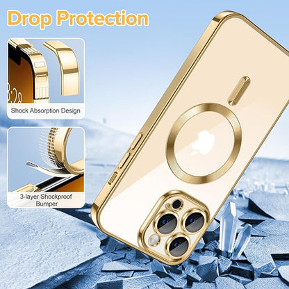 MagSafe-Hülle für Apple iPhone 13 Pro Max, Techsuit, Luxury Crystal, Gold