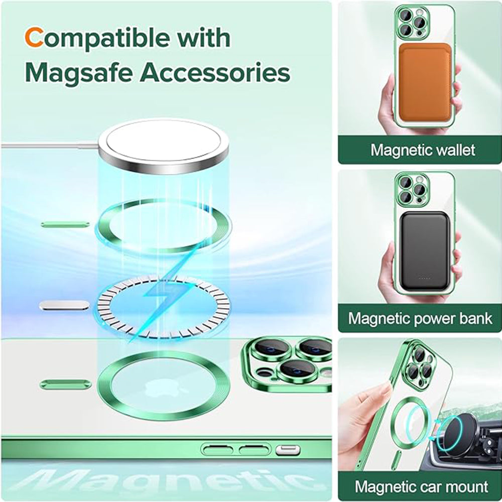 MagSafe-Hülle für Apple iPhone 13 Pro Max, Techsuit, Luxury Crystal, Hellgrün