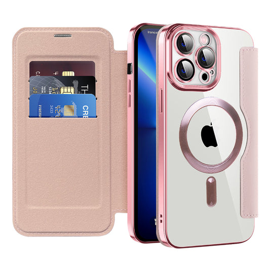 MagSafe Case for Apple iPhone 13 Pro Max, Techsuit, SmartMag Book, Pink