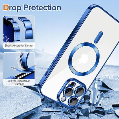 MagSafe-Hülle für Apple iPhone 13 Pro, Techsuit, Luxury Crystal, Dunkelblau