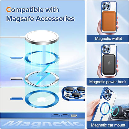 MagSafe-Hülle für Apple iPhone 13 Pro, Techsuit, Luxury Crystal, Dunkelblau