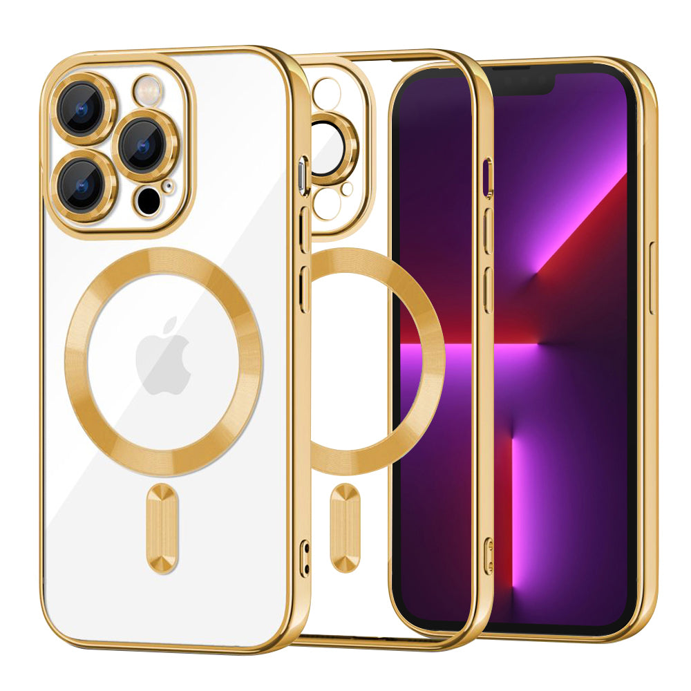 MagSafe-Hülle für Apple iPhone 13 Pro, Techsuit, Luxury Crystal, Gold