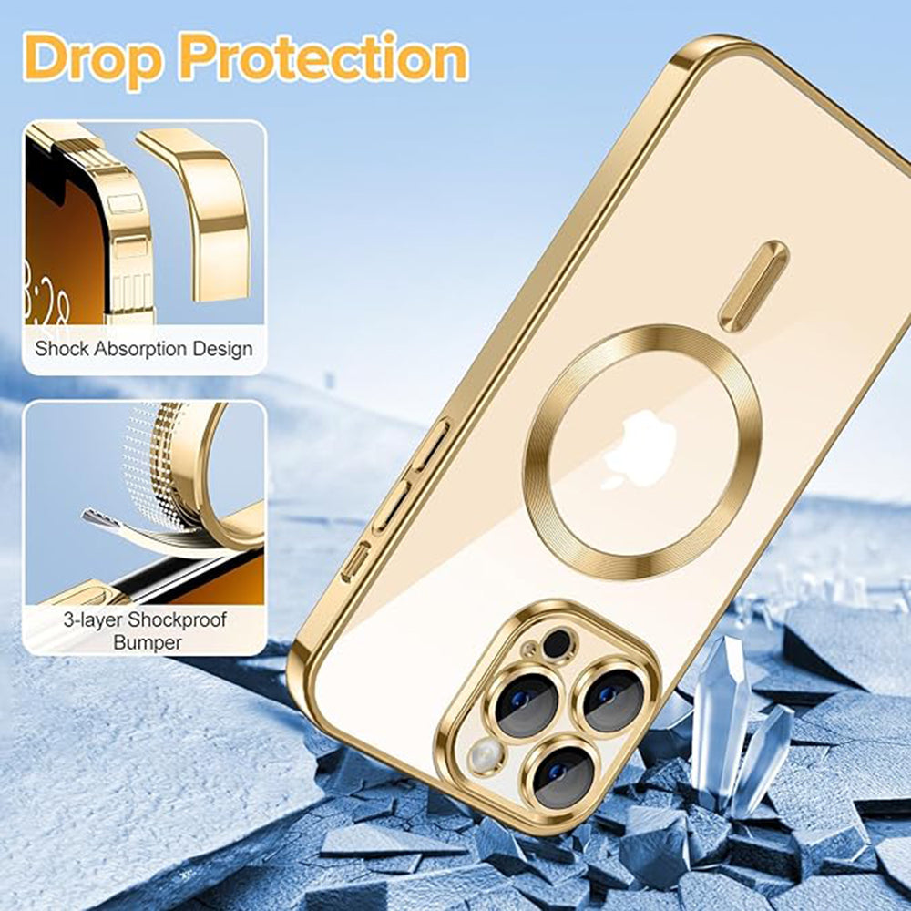 MagSafe-Hülle für Apple iPhone 13 Pro, Techsuit, Luxury Crystal, Gold