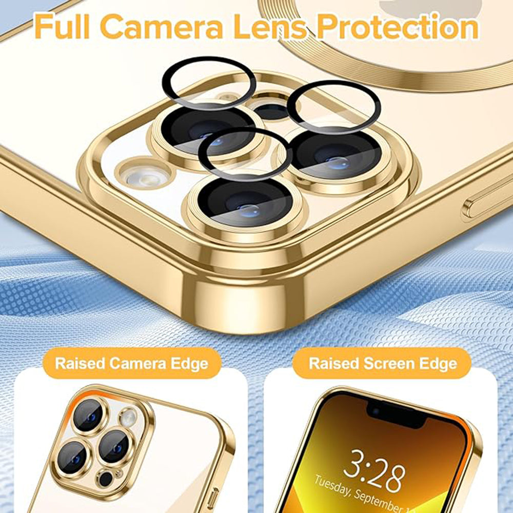 MagSafe-Hülle für Apple iPhone 13 Pro, Techsuit, Luxury Crystal, Gold