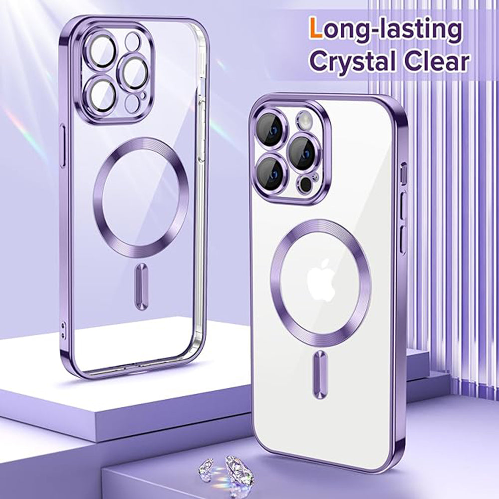 MagSafe-Hülle für Apple iPhone 13 Pro, Techsuit, Luxury Crystal, Hellviolett