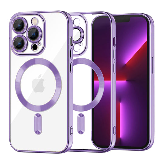 MagSafe-Hülle für Apple iPhone 13 Pro, Techsuit, Luxury Crystal, Hellviolett